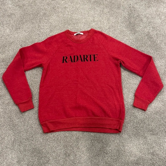 Rodarte ‘Radarte’ Heathered Crewneck Sweatshirt Red Black Size Small Like New - Picture 9 of 9